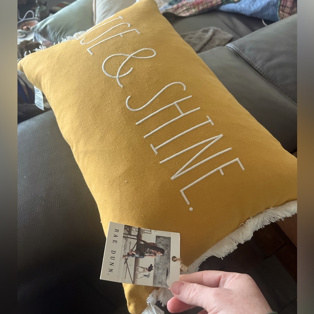 NWT Rae Dunn yellow, hello sunshine pillow. Super cute accent for any room! 💛